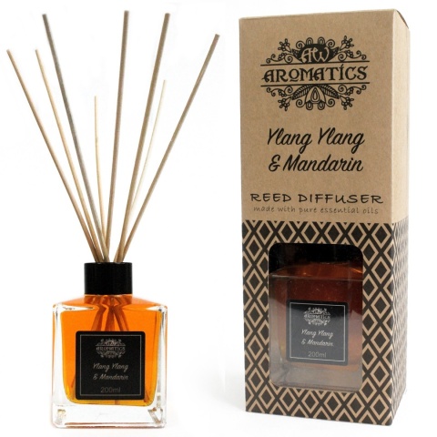 Dyfuzor z olejkami eterycznymi Ylang-Ylang i Mandarynka w przezroczystym szkle 200 ml