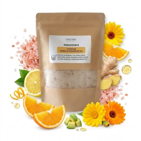 Himalajska sól do kąpieli - Pobudzenie - Cytryna, Pomarańcza, Imbir 500 g