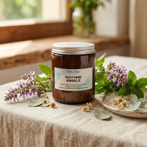 POZYTYWNE WIBRACJE - Aromaterapeutyczna Świeca Sojowa 200 g