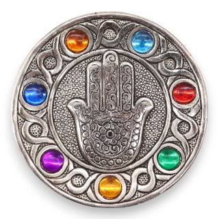 Podstawka z Polerowanego Aluminium 11 cm - Hamsa 7 Czakr