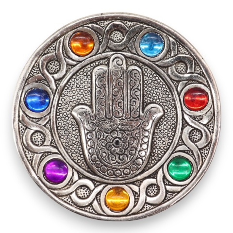 Podstawka z Polerowanego Aluminium 11 cm - Hamsa 7 Czakr