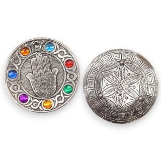 Podstawka z Polerowanego Aluminium 11 cm - Hamsa 7 Czakr