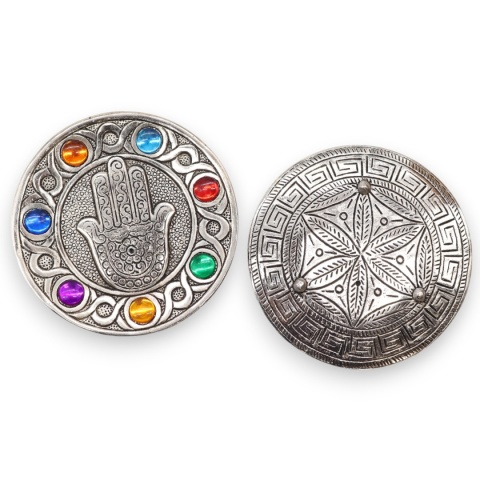 Podstawka z Polerowanego Aluminium 11 cm - Hamsa 7 Czakr